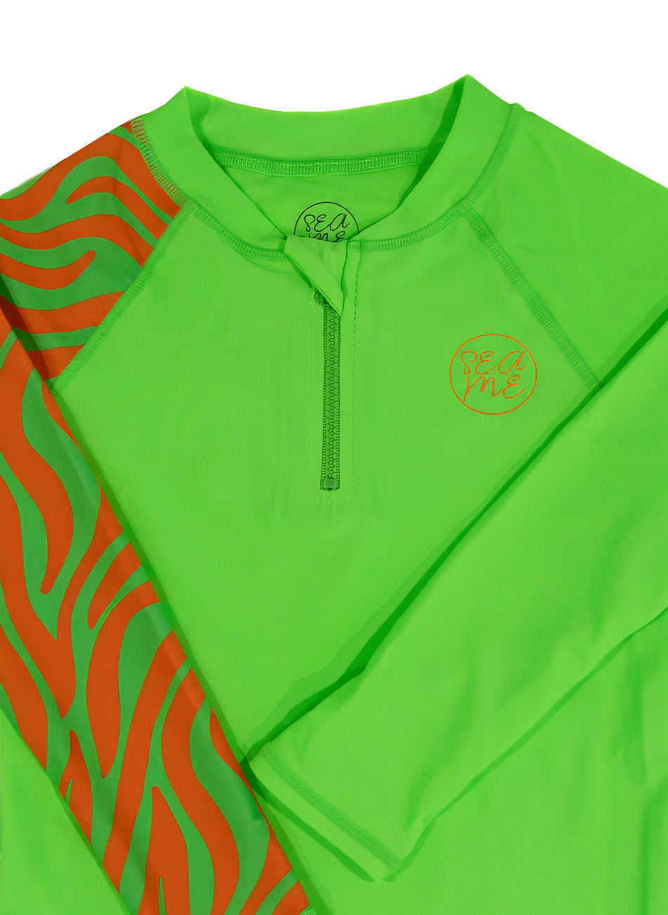 Bright Green Long Sleeve Rash Top — High-Visibility & UPF50+