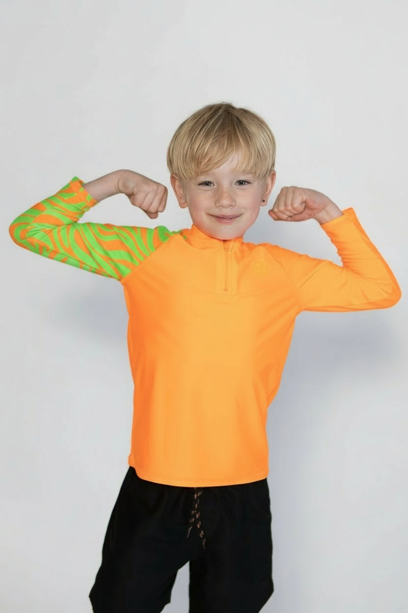 Bright Orange Long Sleeve Rash Top — High-Visibility & UPF50+