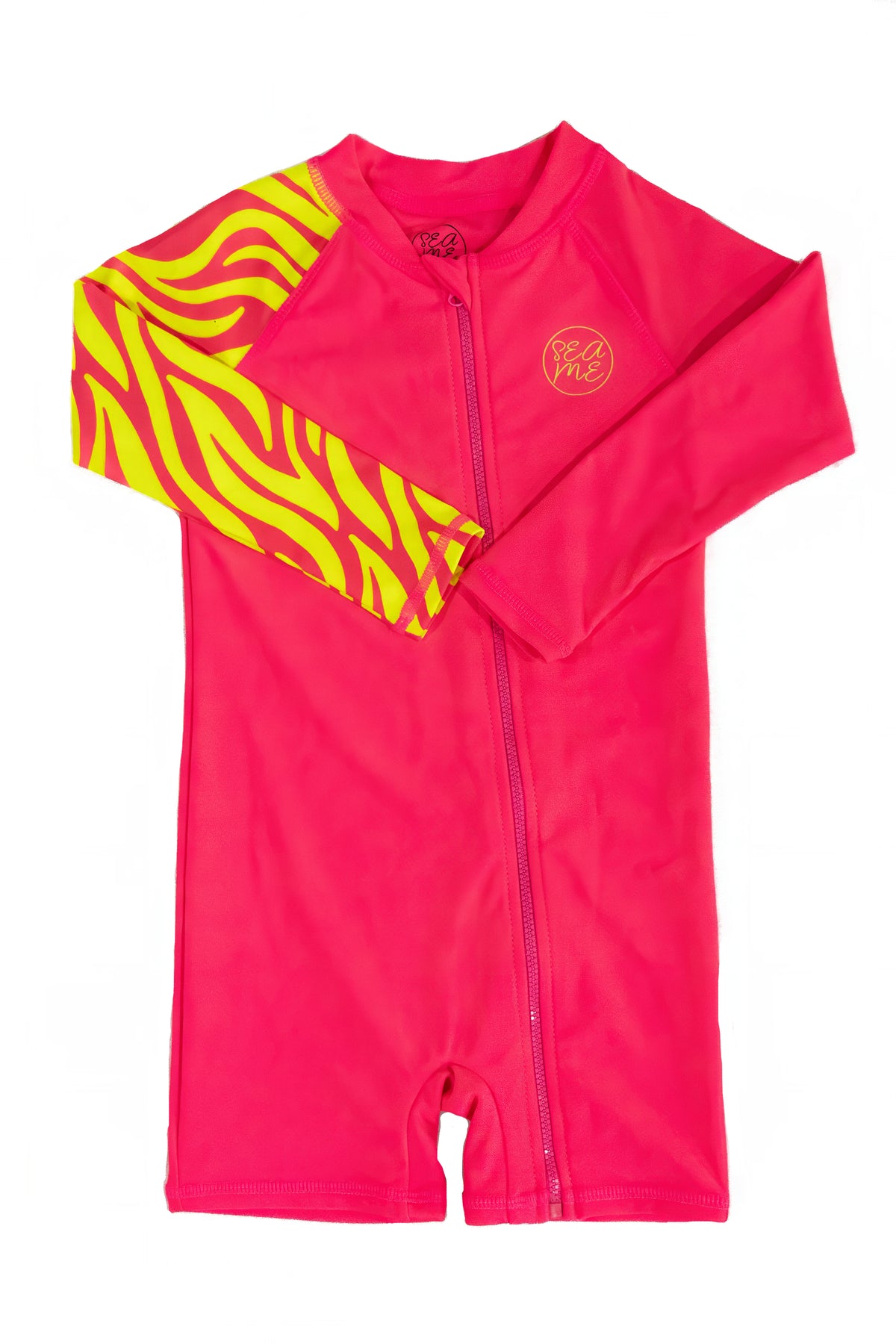 Bright Pink Long Sleeve Swimsuit — High-Visibility & UPF50+
